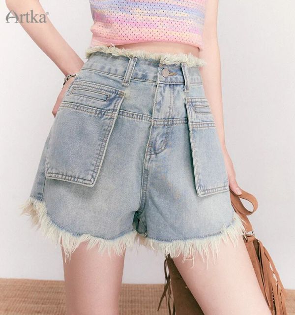 Raw Hem High Waist Denim Shorts