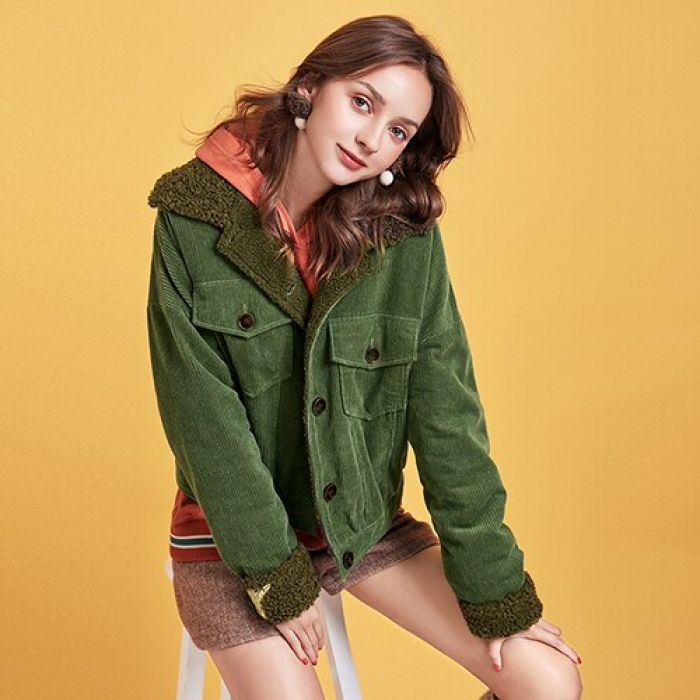 Corduroy Lambswool Lined Bomber Jacket