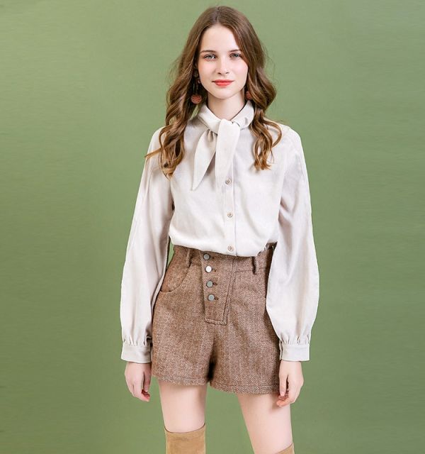 High Waist Tweed Shorts