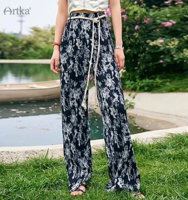 Chiffon Floral Printed Wide Leg Pants