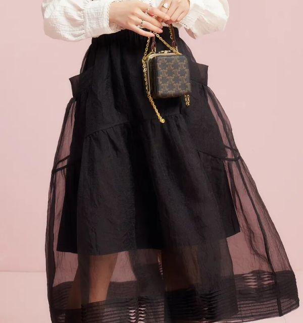 Organza Midi Skirt With Pocket