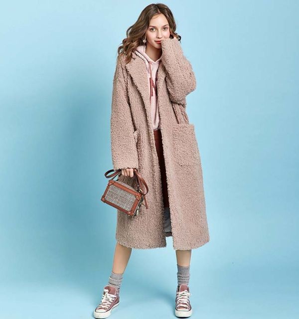 Long Teddy Coat With Front Pockets