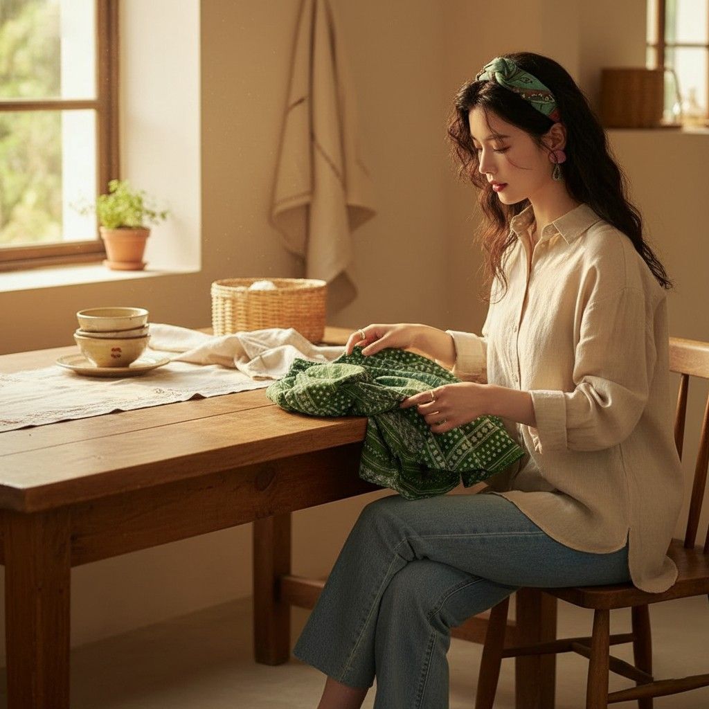 A person sits on a mini bike, showcasing Tiny Spark cargo pants with white, purple, and green stripe details, paired with white high-top sneakers.