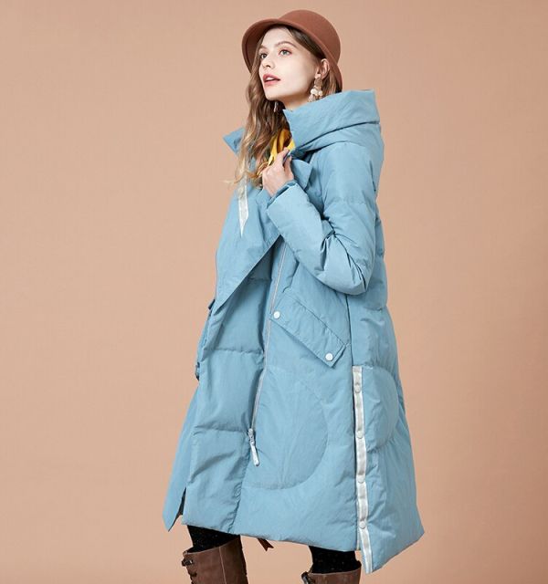 Letter Print Solid Puffer Long Jacket