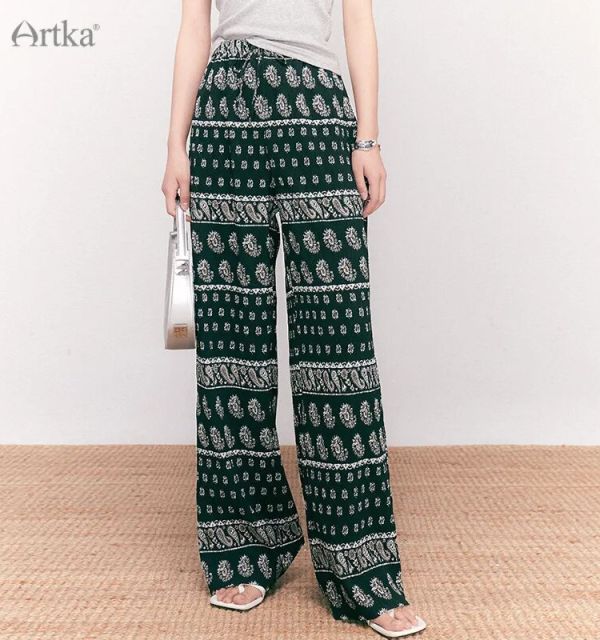 Folk Style Chiffon Wide Leg Trousers