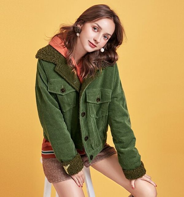 Corduroy Lambswool Lined Bomber Jacket