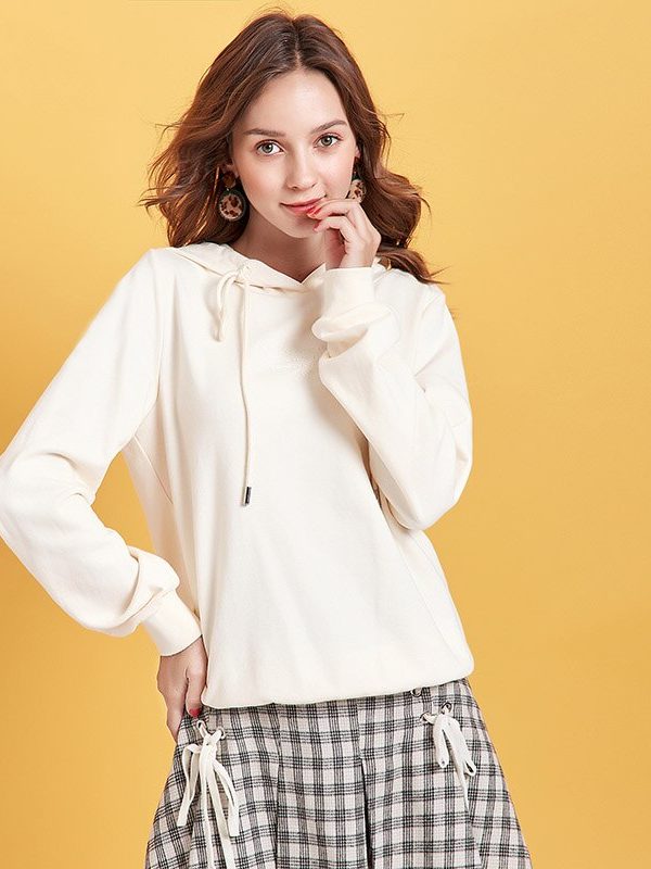 Letter Embroidered Drawstring Hoodie
