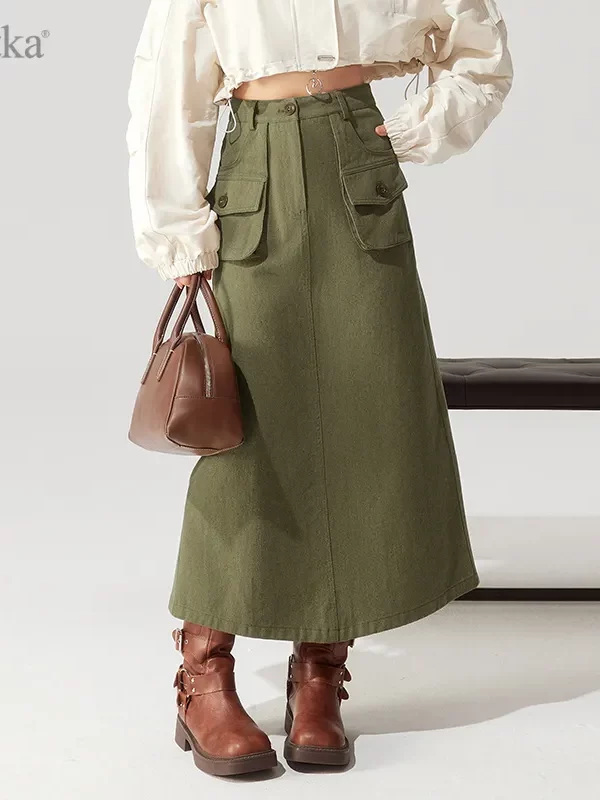 Safari Style Army Green Skirt