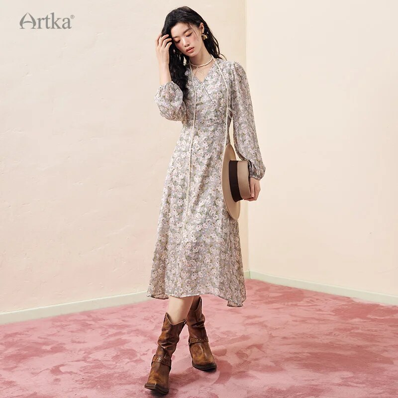 sachin and babi light blue dress Imelda Floral Chiffon A-Line Midi Dress – VICI main image 1