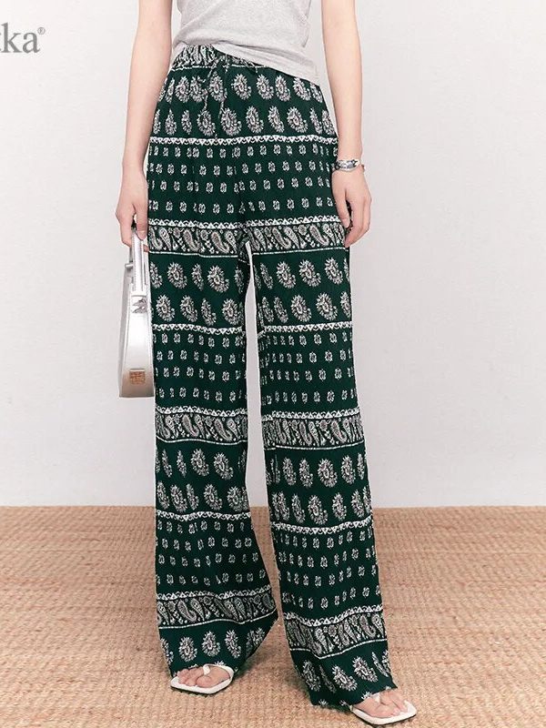 Folk Style Chiffon Wide Leg Trousers