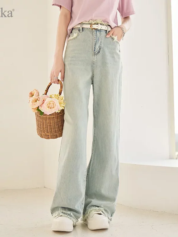 Casual High-Waist Wide Leg Jeans