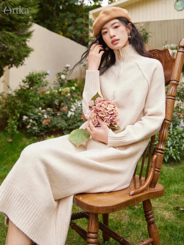 Wool Knitted Sweater Midi Dresses