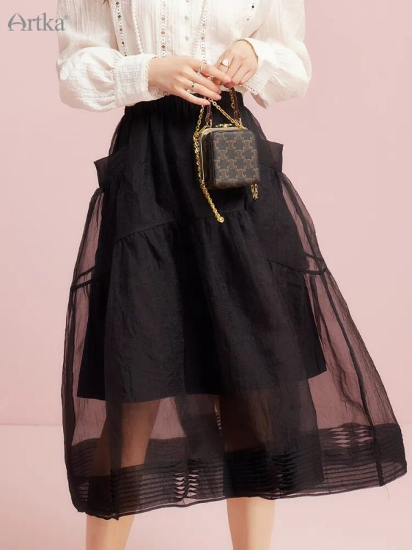 Organza Midi Skirt With Pocket