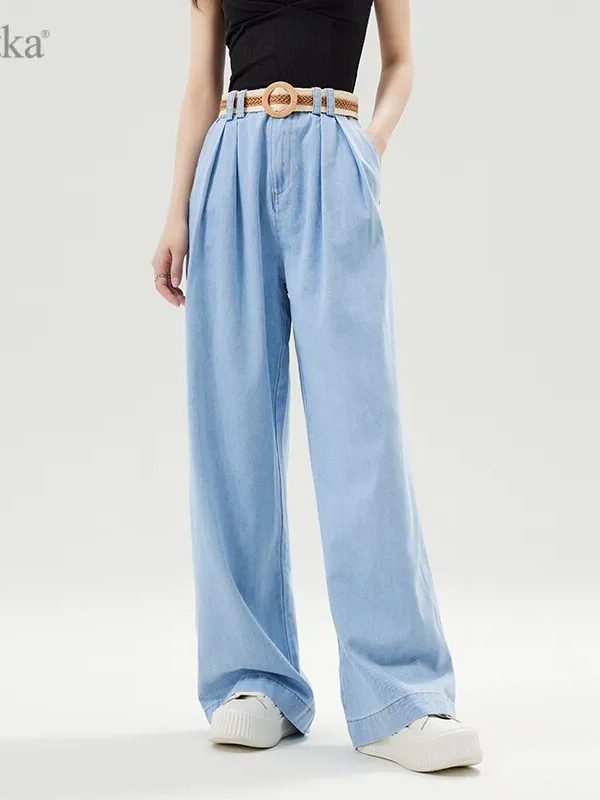 High Waist Wide Leg Jeans With Belt