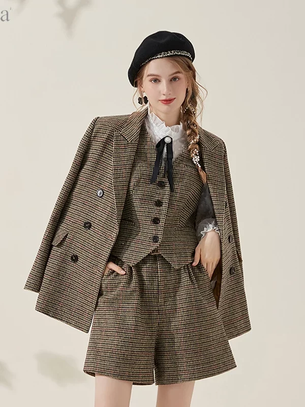 Women’s 3-Piece Plaid Suit