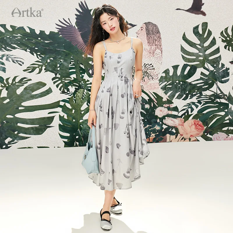 High Waist Sleeveless Floral Print Summer Dress - Artka Official