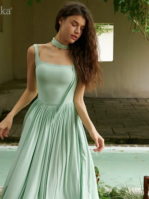 Summer Square-Neck A-Line Dress