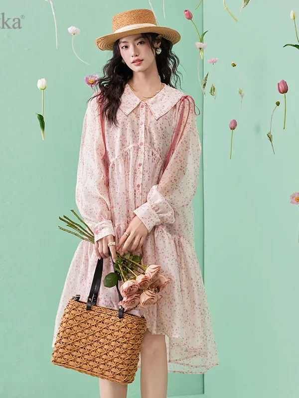 Puff Sleeve Style Floral 2-Piece Dress