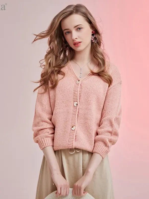 Elegant V-Neck Knitted Cardigan