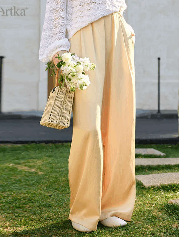 Loose Fit Draping Straight Trousers