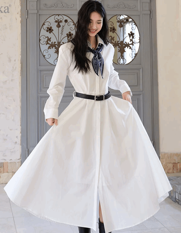 Autumn A-Line High Waist Long Dress