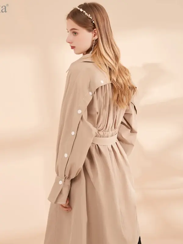 Trench-Inspired Belted Shirt Midi Dress