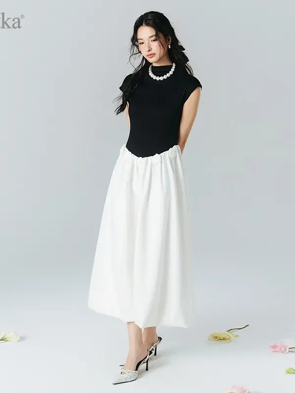 Black and White Contrast Bodice Dress