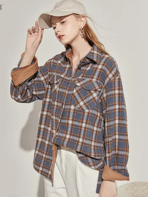 Plaid Pocket Button-Front Overshirt