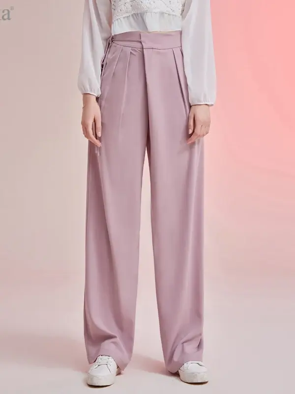 Pleated Tie-Waist Wide-Leg Trousers