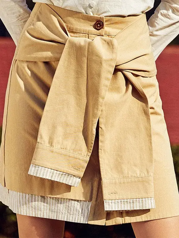 Tie-Waist Cotton Mini Skirt