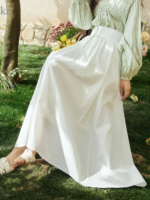 High-Waist A-Line Ankle-Length Skirt