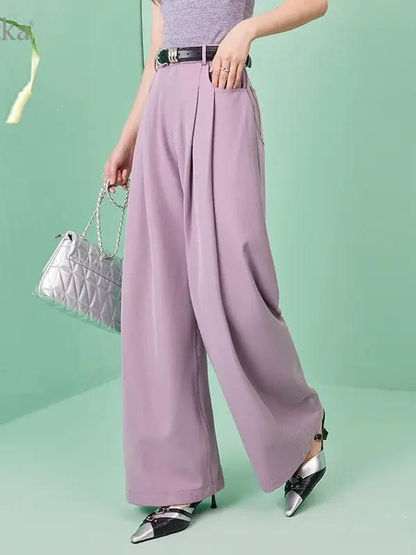 High-Waist Pleated Wide-Leg Trousers