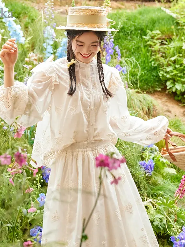 Embroidered Lace Blouse, Skirt & Shorts Collection