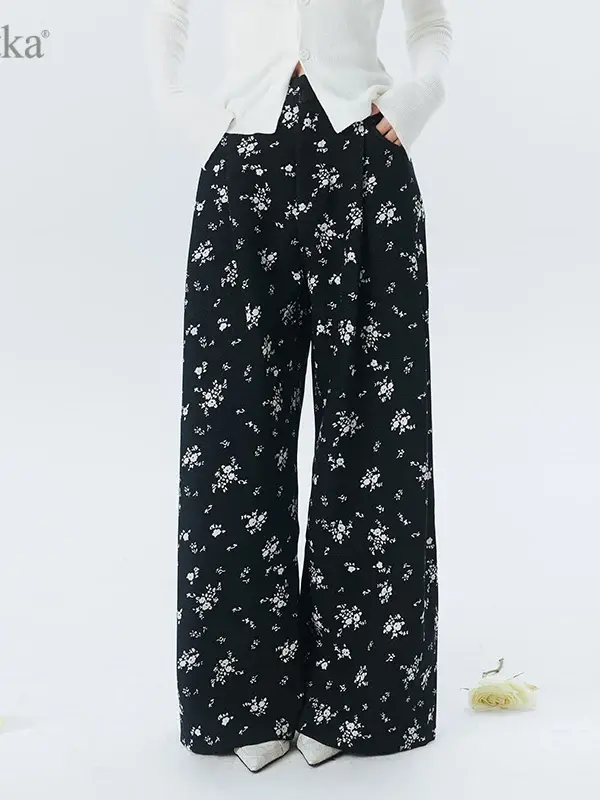 Floral Print Wide-Leg Trousers