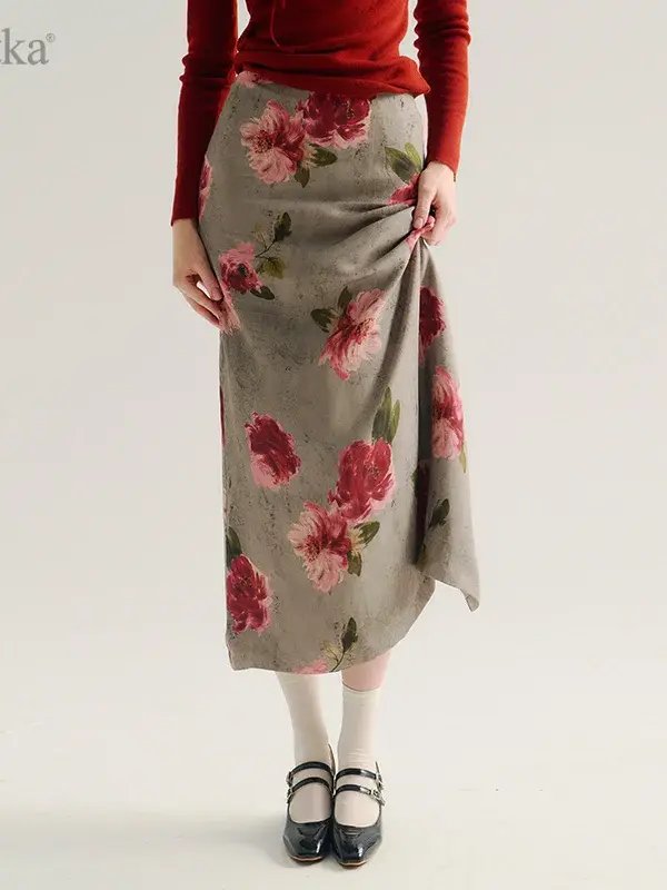 Floral Print Mermaid Maxi Skirt