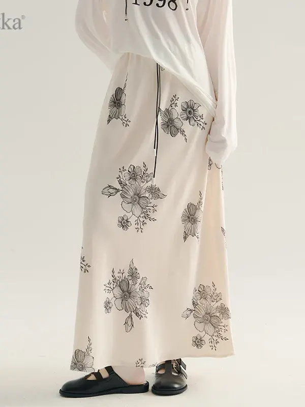 Floral Print Ankle-Length Skirt