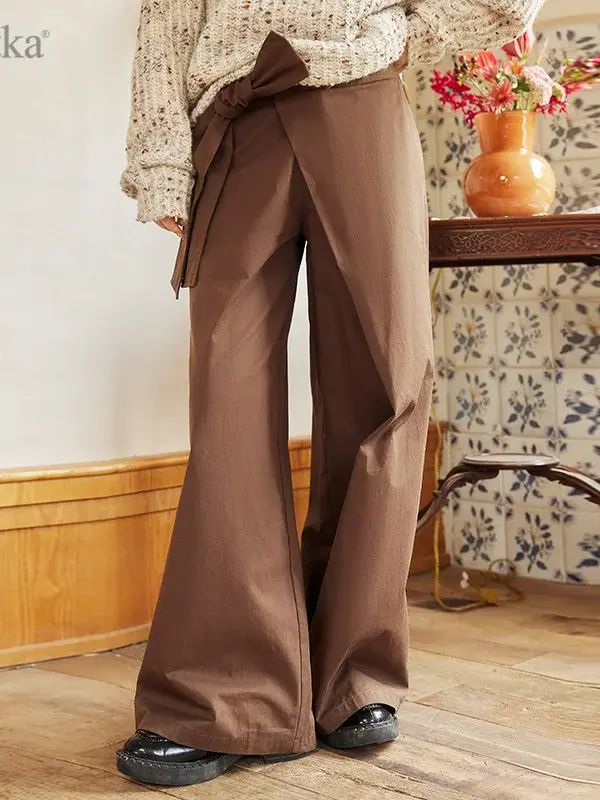 Tie-Waist Wide-Leg Cotton Trousers